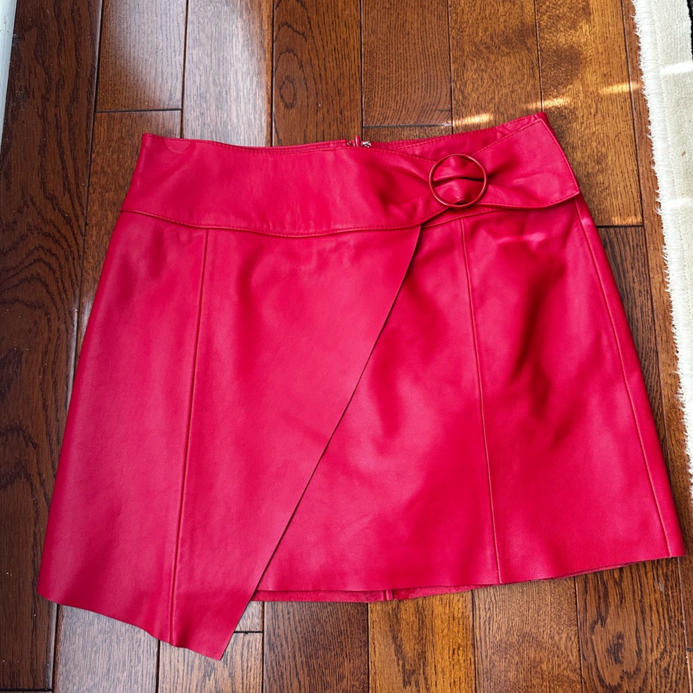 Gianni Bini Vibrant Red Leather Mini Skirt